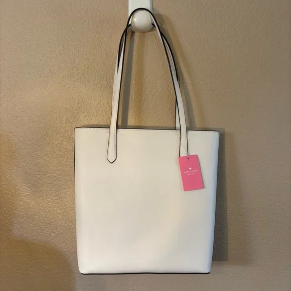 NWT Kate Spade Tote Parchment White Bag Saffiano PVC Daily K8662 Gold Logo NEW - Picture 10 of 16